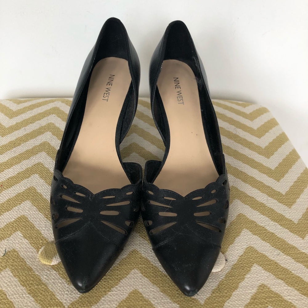 Nine West laser cut leather pointed heels